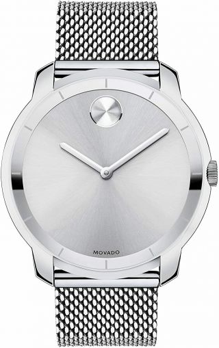 Movado Unisex Swiss Bold Stainless Steel Mesh Bracelet Watch 44mm 3600260 $495