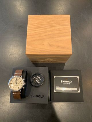 Shinola Argonite 5021 The Runwell Chrono White Dial Watch And Papers 3