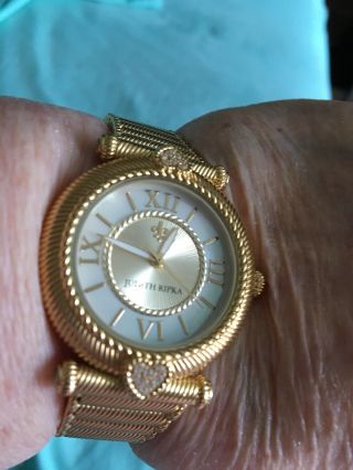 Judith Ripka Large Mother Of Pearl Heart Accented Watch