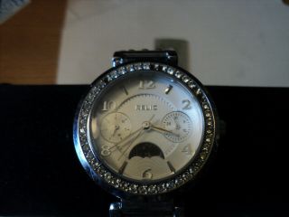 Relic Zr15571 Ladies Moon Phase Watch Battery Missing Crystals Wr30m