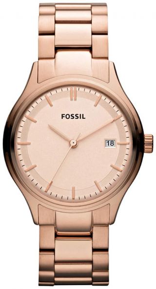 Fossil Es3162 Archival Rose Gold Tone Stainless Steel Watch