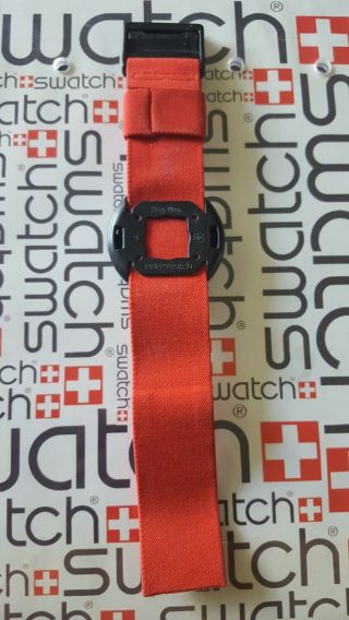 Swatch Basic Black PWBB120 1990 Pop 39mm Textile Red Band 3