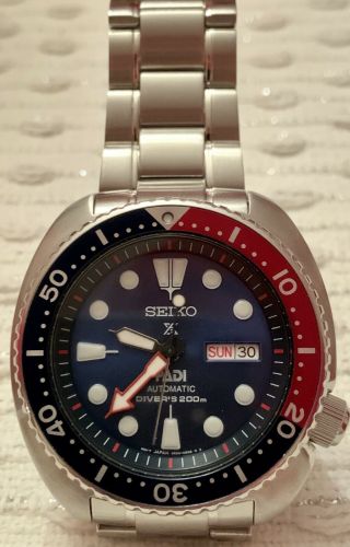 Seiko Prospex Srpa21 Padi Turtle Pepsi Bezel Blue Dial Diver 200m