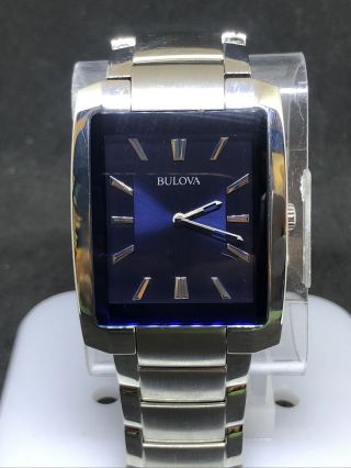 Bulova 96a169 Wrist Watch For Men Stainless Blue Dial Analog Watch 6