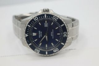 Mens Pulsar By Seiko Solar Dive Watch Blue Dial As32 - X003 Stainless Steel 44mm