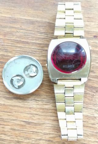 Vintage Mens Helbros Led Digital Wristwatch Watch Only 1976