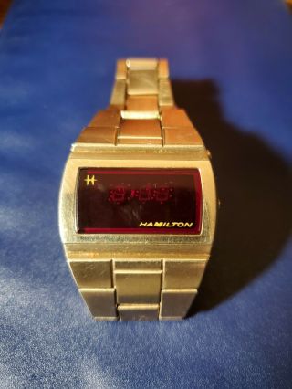 Vintage Hamilton Digital Red Led 10k Gold Filled Mens Watch