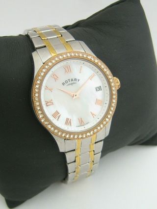 ROTARY WOMENS EXCLUSIVE WATCH LB00373/40 GOLD STAINLESS STEEL CRYSTALS 2
