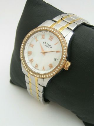 ROTARY WOMENS EXCLUSIVE WATCH LB00373/40 GOLD STAINLESS STEEL CRYSTALS 3