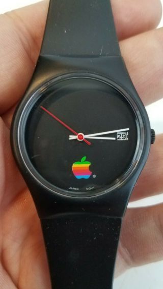 Apple Computers Rainbow Mens wrist watch Sharp vintage Runs NOS? 3