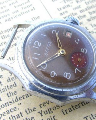 Vostok Boctok Military Khaki Brown Vintage 1950s Soviet Russian Ussr Wrist Watch