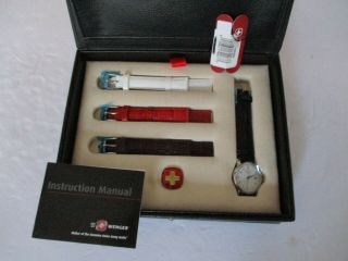 Wristwatch,  Wenger Swiss Army Military Watch 79063,  Boxed Set W/ 3 Extra Bands