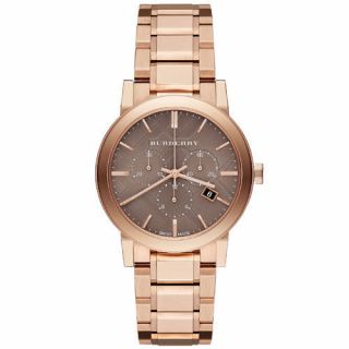 Authentic Burberry The City Rose Gold - Tone Unisex Chronograph Watch Bu9754