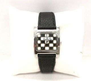 Ladies Dunhill Black,  White Chequerboard Face Leather Strap Wristwatch - Y96