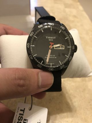 Tissot Prs 516 Black Dial Carbon Fiber Bezel Nato Automatic Swiss Watch Rare