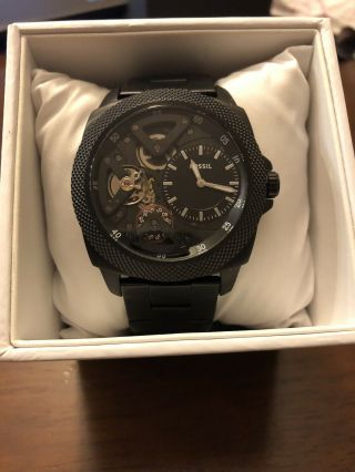 Fossil Watch Mens Black Stainless Steel Band Bq2210