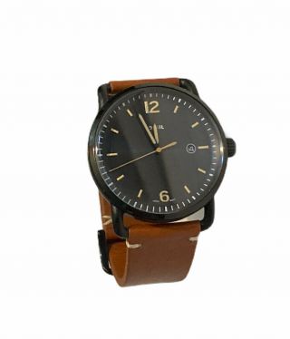 Fossil Commuter Fs5276 Black Dial Brown Leather Men 