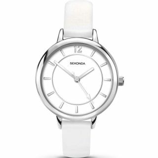 Sekonda 2504 Ladies White Dial White Faux Leather Strap Watch Rrp £27.  99