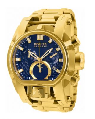 Invicta Reserve Bolt Zeus Magnum Swiss 18kt Gold Plated Dual Dial Blue Watch
