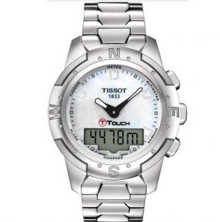 Tissot T - Touch Ii Lady Quartz Chronograph Diamonds White Mop Dial Watch