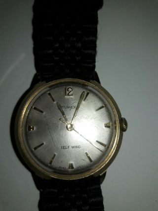 Vintage Timex Men’s Gold Tone Self - Wind Watch - Running