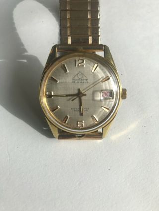Vintage Mondaine Automatic Date Automatic 25 Jewel Gold Plated Watch 99p N/r