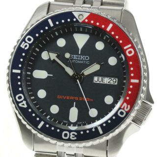 Seiko Divers 200m 7s26 - 0020 Day Date Black Dial Automatic Men 