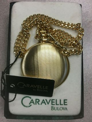 Caravelle Bulova Pocket Watch Gold Tone Japan 42b30 And Owners Guide