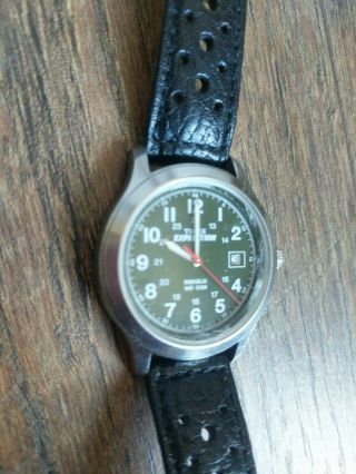 Men ' s Timex Expedition Indiglo WR 50M Leather Band Black Needs Battery 3