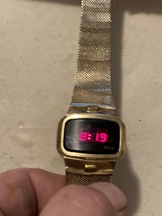 Pulsar 14kt Gold Filled 1975 Led Time Computer Watch Perfect P4 5408 - 2