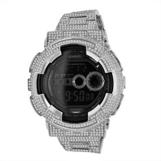 White Real Authentic Casio G Shock Custom Simulated Diamond Ga - 100 - Gd 100 Watch
