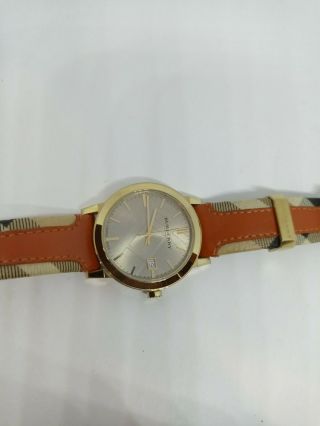 Womens Burberry Bu9016 Nova Check Orange Leather Watch