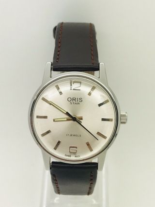 Vintage Oris Star 17 Jewels Hand Wind Silver Dial Watch Has Been Fully Serviced.