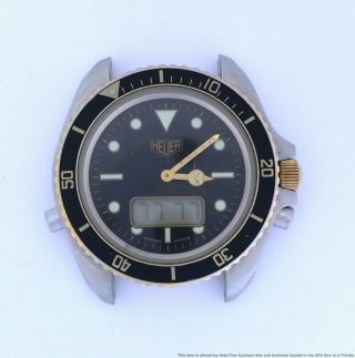Vintage Heuer Diver 980.  027 Analog Digital Huge 42mm Two Tone Watch To Fix