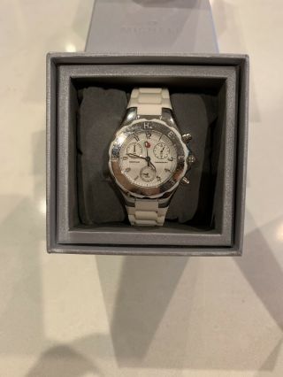 Michele Tahitian Jelly Bean White/chrome Silicone Chrono 36mm Watch - Mww12d000001