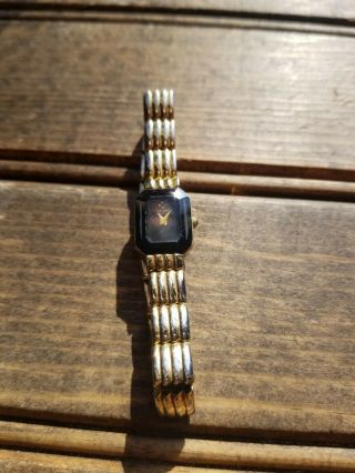 Vintage Ladies Citizen Diamond Gold Tone Black Face Wristwatch / Needs Battery