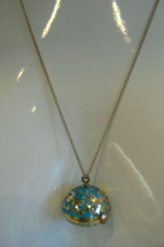 Vintage Smiths Blue Enamel Ball Pendant Watch 17 Jewels Order
