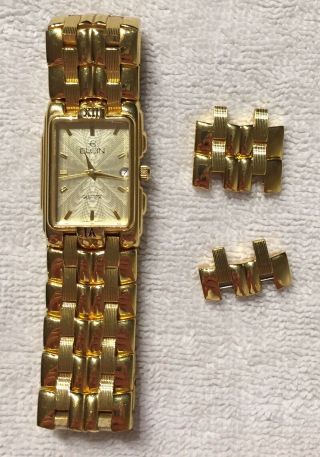 Vintage Elgin Mens Gold Tone Wrist Watch