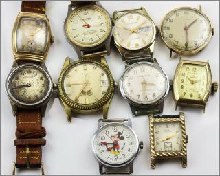 10 Vintage Watches - Elgin Bulova Gralett Caravelle Eloga Wyler Court, .  -