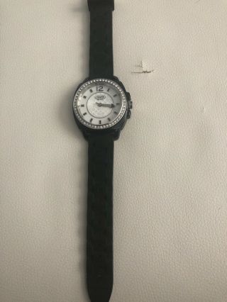 Womens Coach Watch,  Bkack Rubber Band,  Worn A Handful Of Tuned.