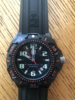 Luminox Watch Sentry Series 0200 Red Dial Swiss Quartz 100m Water Resistant