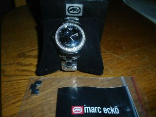 1972 Marc Ecko Mens E95016g4 Silver Stainless Steel Rhino Logo Watch Japan W/box