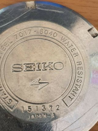 Vintage Seiko 7017 - 6040 Speedtimer Case Back Part