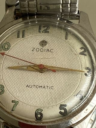 Vintage Zodiac Automatic Wrist Watch For Repair Or Parts
