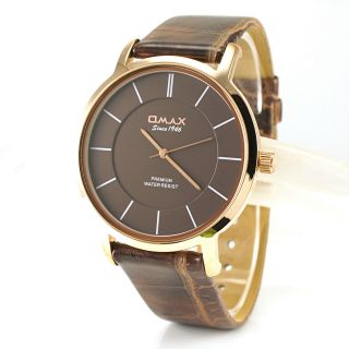 Slim Omax Classic Rose Gold Seiko Movt Brown Leather Gents Dress Watch Sx13r55i