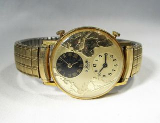 Vintage Mens ' Le Jour Swiss Wrist Watch w/ TWO 17 Jewel Movements C2875 3