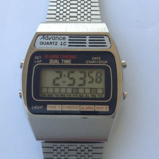 Advance Quartz Gold Tone Lcd Digital Chronograph Alarm Watch,  34 Mm