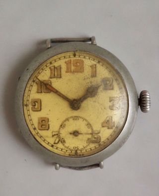 Vintage Ww1 Base Metal U.  Schild Trench Watch 7 Jewel