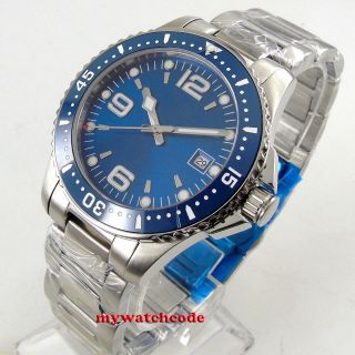 40mm Bliger Sterile Blue Dial Sapphire Glass Ceramic Bezel Automatic Mens Watch