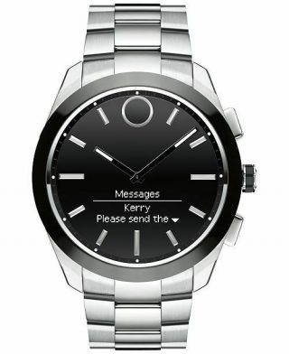 MOVADO BOLD 3660013 SILVER STAINLESS STEEL BLACK DIAL MEN ' S WATCH 3